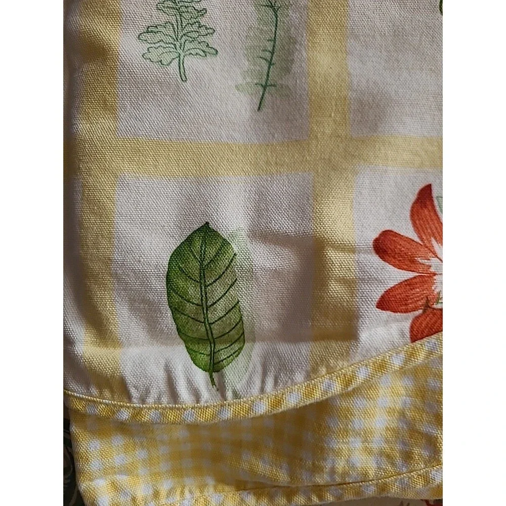 2 Waverly Pastoral Valance Botanical Yellow Gingham Butterfly Leaves 78 x 15